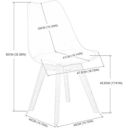 4er Set Esszimmerstühle Skandinavisch mit Sitzkissen & Holzbeinen