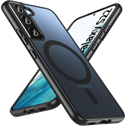 Magnetische Hülle für Samsung Galaxy S22, MagSafe, Militärschutz, Schwarz