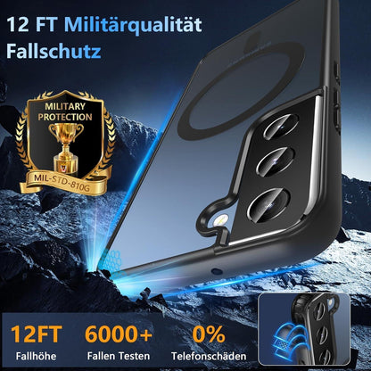 Magnetische Hülle für Samsung Galaxy S22, MagSafe, Militärschutz, Schwarz