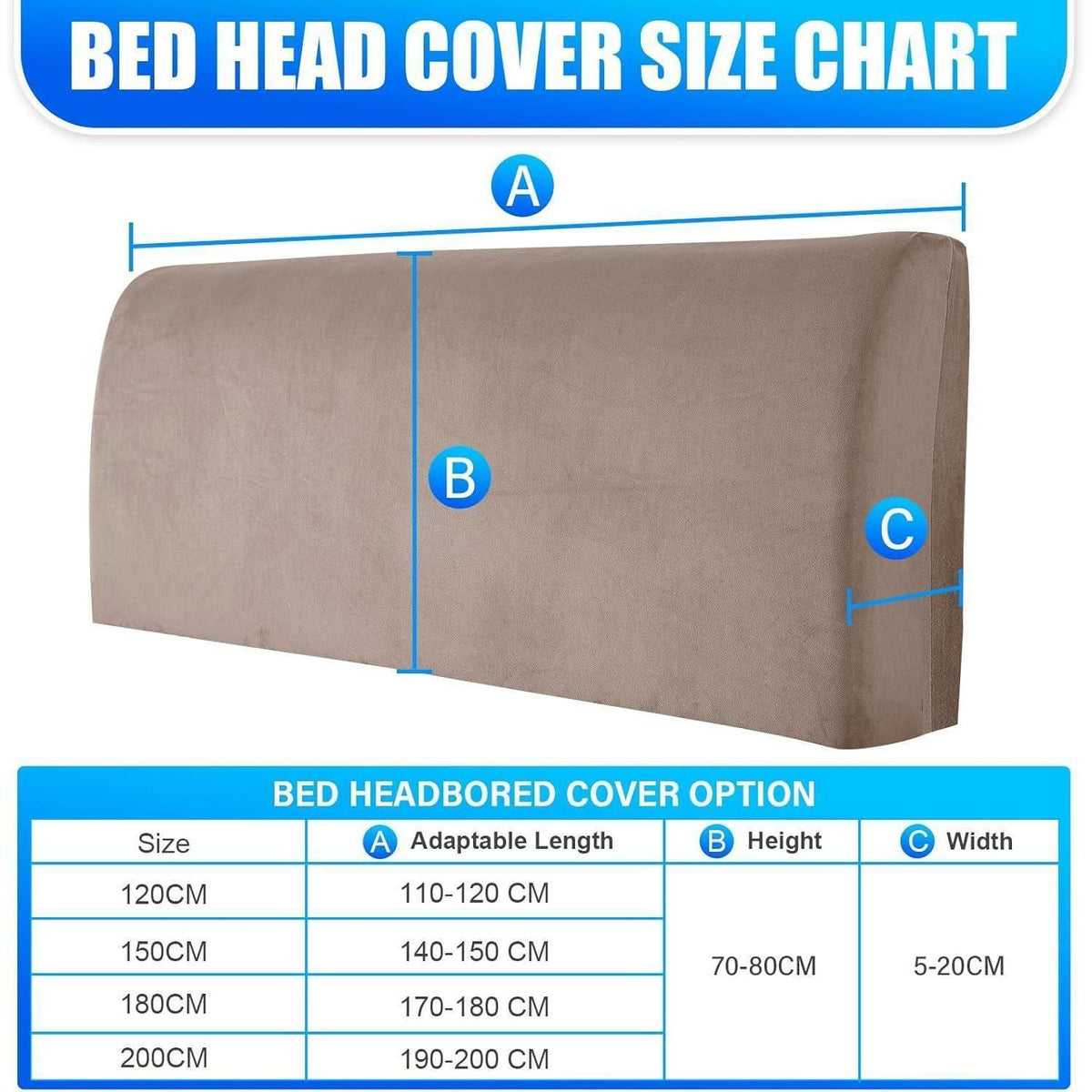 Samt Kopfteilbezug Khaki 150cm - Staubdicht & Waschbar