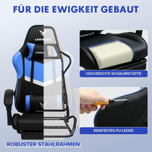Gaming Stuhl mit Fußstütze Ergonomisch verstellbar Blau 150