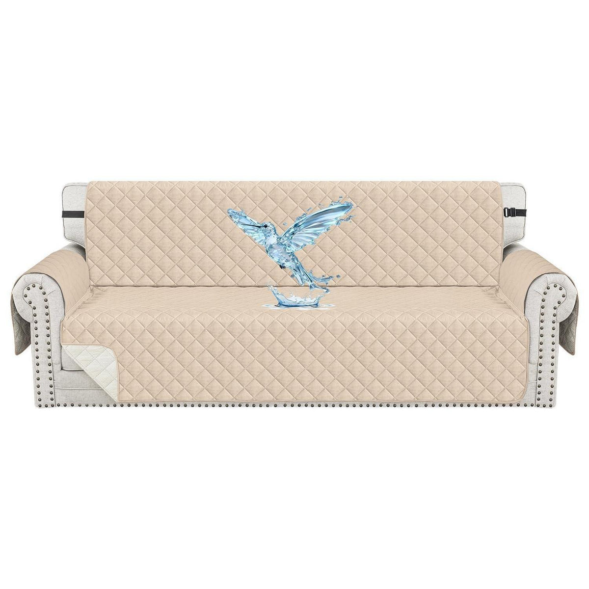 Wasserdichter Sofabezug 4-Sitzer, Kratzfest & Rutschfest Beige