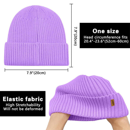 Warme Strickmütze mit Fleece-Futter – Winter Beanie Taro Lila