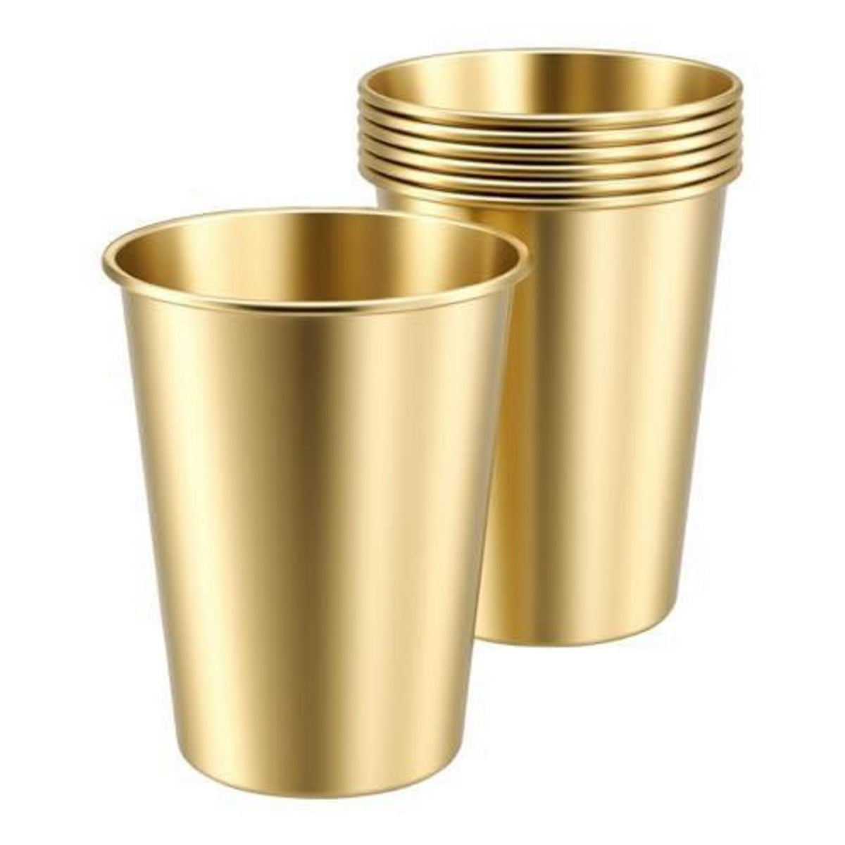 6x Gold Edelstahlbecher 350ml – Stapelbare Reisebecher