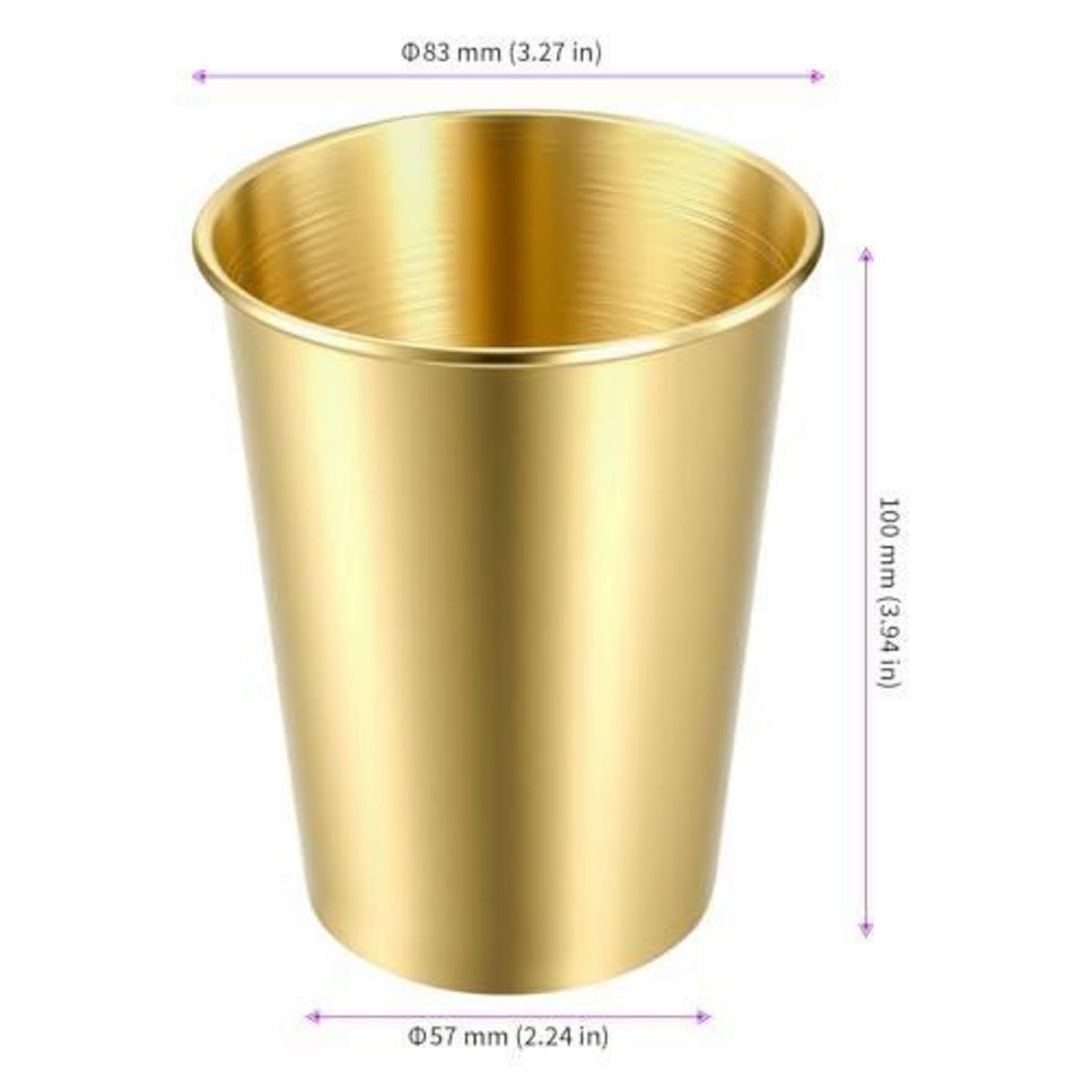 6x Gold Edelstahlbecher 350ml – Stapelbare Reisebecher