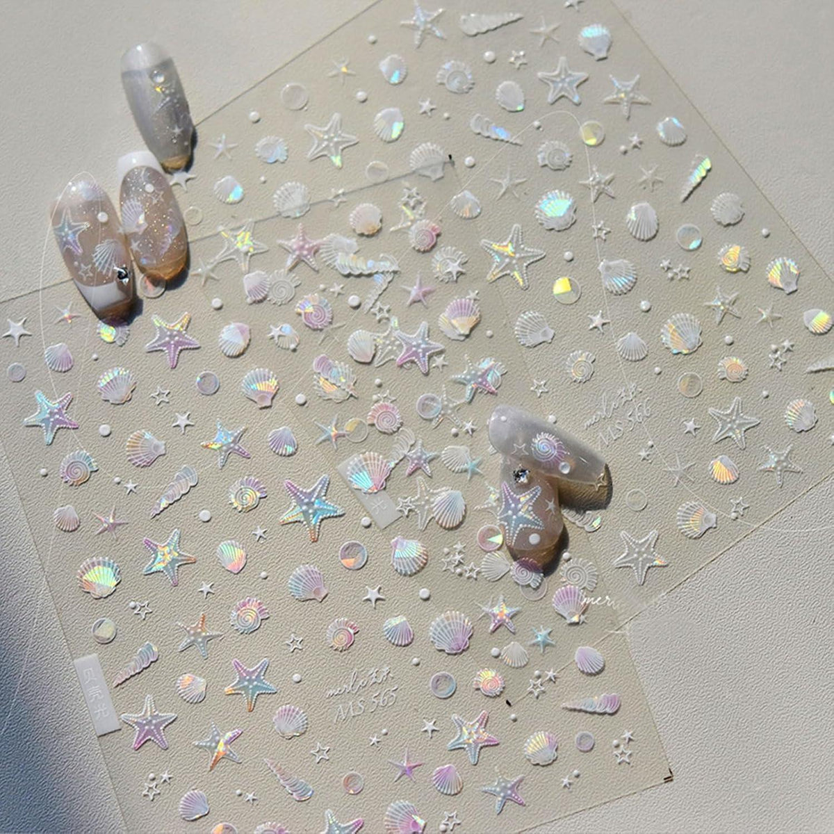 3D Nagelsticker Aurora Muschel Seestern - Ozean Thema Nail Art