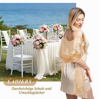 Stola Champagnergold Seidenorganza für Abendkleid & Hochzeit