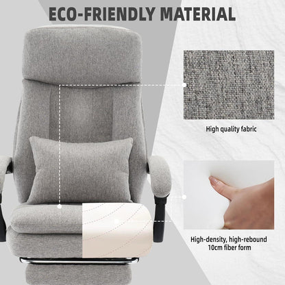 Ergonomischer Executive Bürostuhl mit Fußstütze, Grau