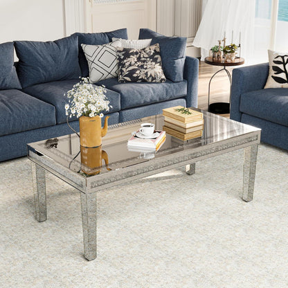 Couchtisch Silber Kristall Glas Rechteckig 120x60x45 cm