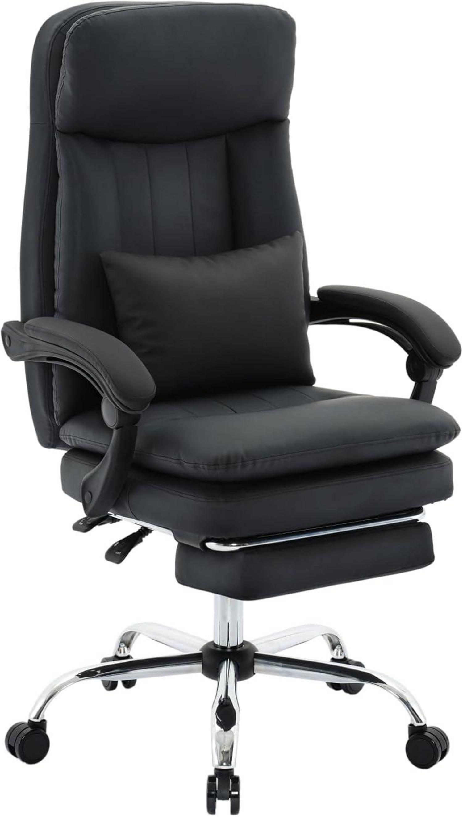Ergonomischer Bürostuhl mit Fußstütze Schwarz PU Leder 135° Liegende