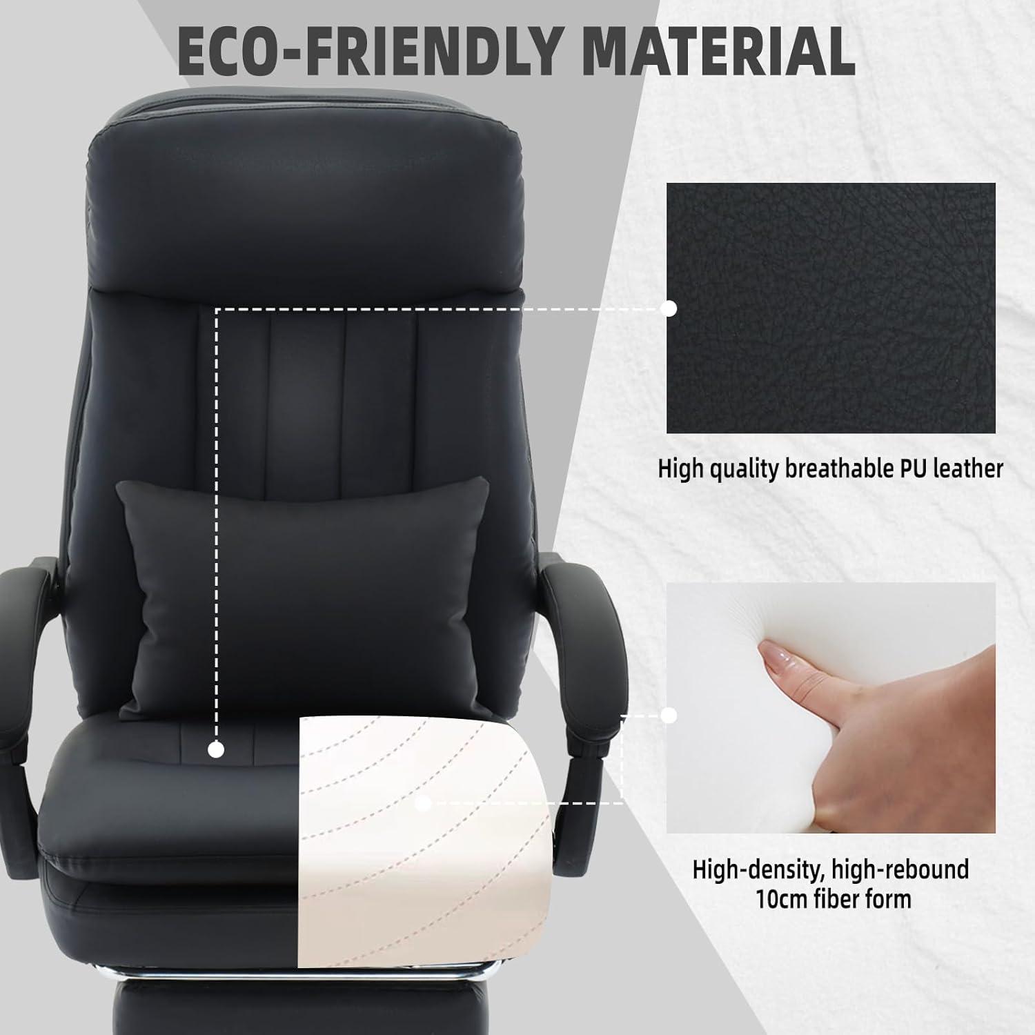 Ergonomischer Executive Bürostuhl mit Fußstütze und 135° neigbarer Rückenlehne