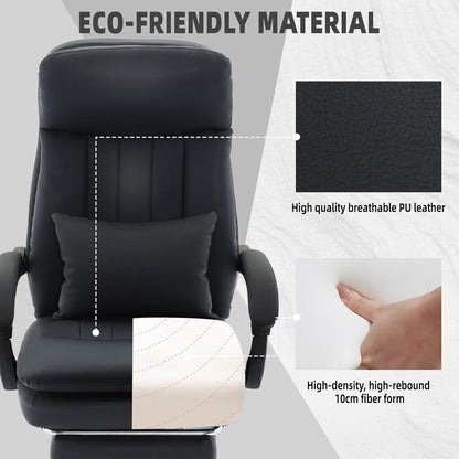 Ergonomischer Executive Bürostuhl mit Fußstütze und 135° neigbarer Rückenlehne