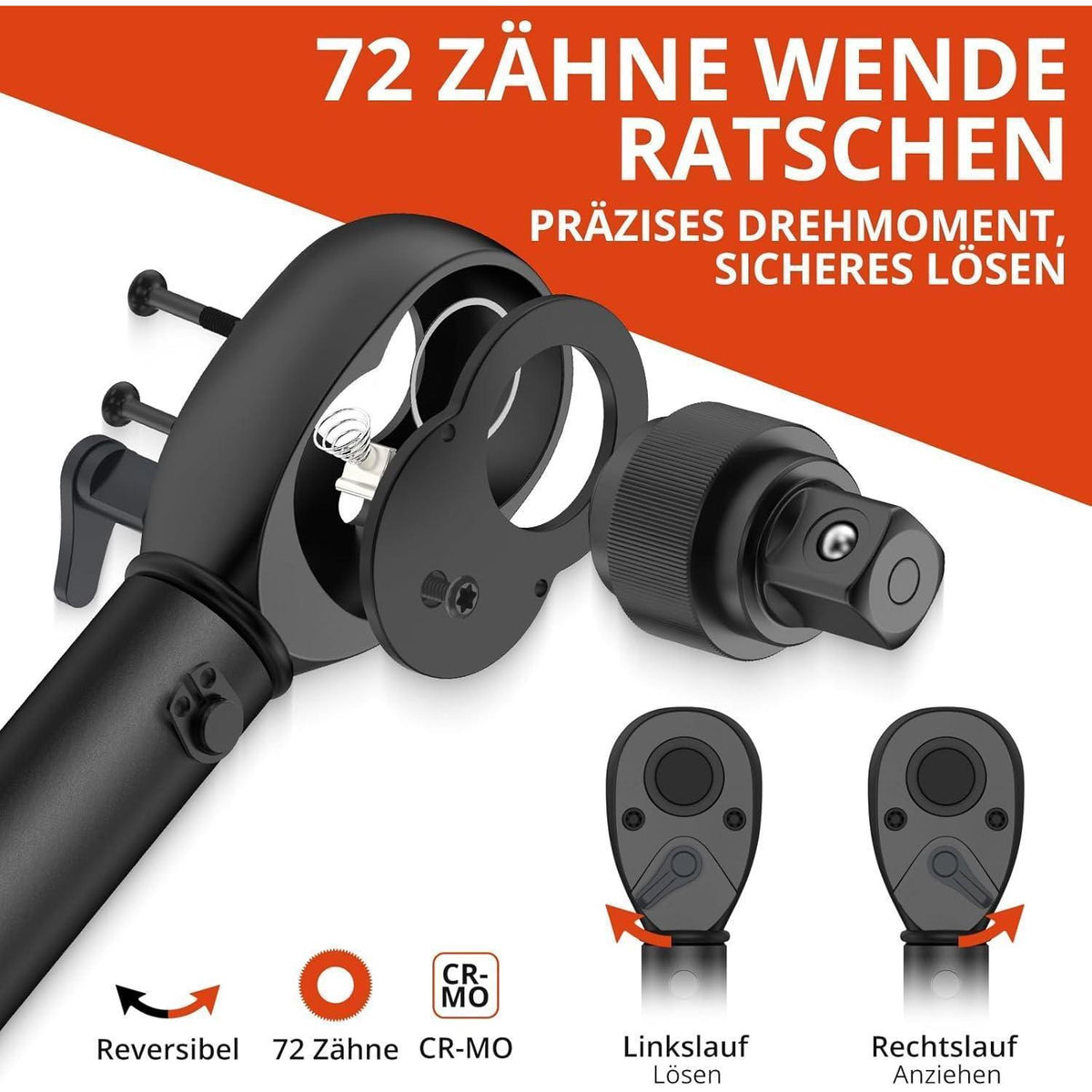 Drehmomentschlüssel Set 3-teilig 1/4" 3/8" 1/2" Cr-Mo Stahl