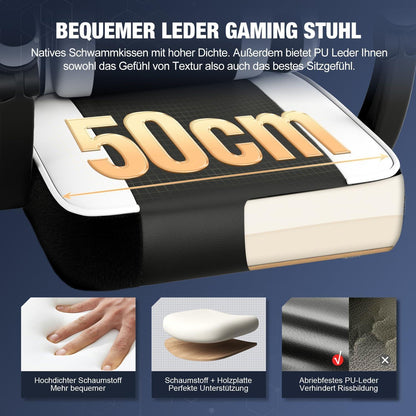 Ergonomischer Gaming Stuhl mit Fußstütze und Belastbarkeit bis