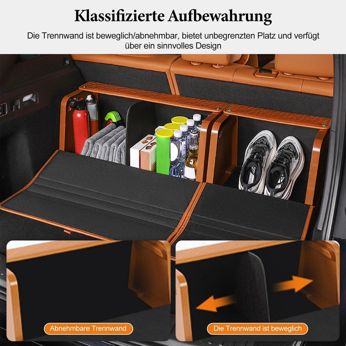 Kofferraum-Organizer, Faltbar & Wasserdicht, Rot in Lederoptik