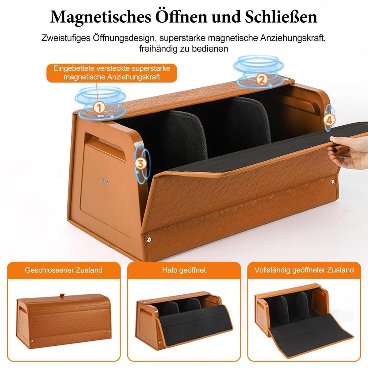 Kofferraum-Organizer, Faltbar & Wasserdicht für PKW/SUV in Lederoptik