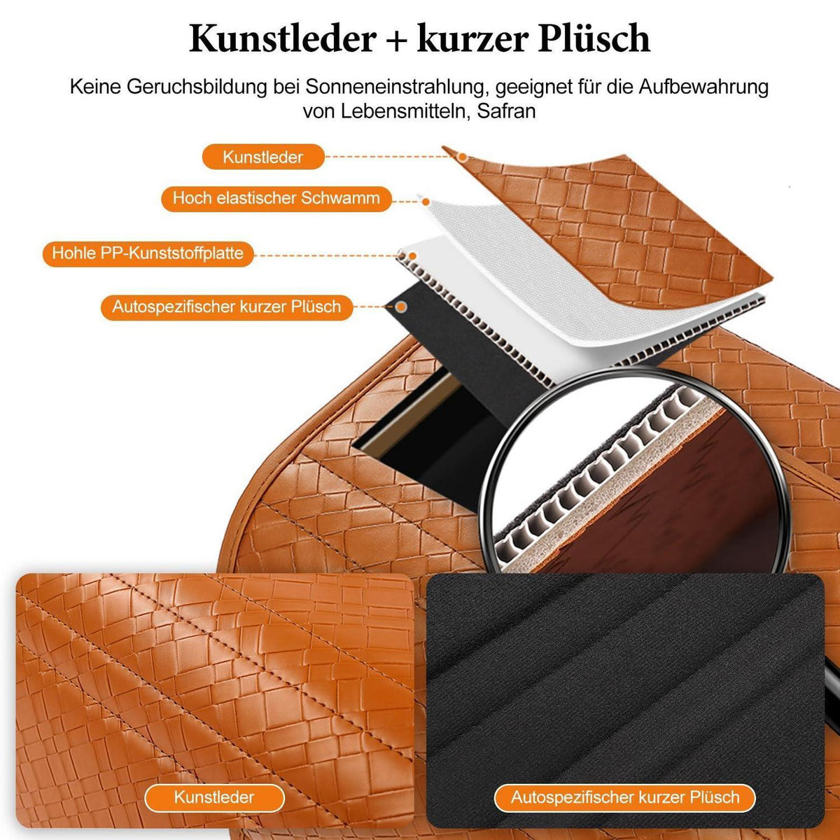 Kofferraum-Organizer, Faltbar mit Magnetdeckel & Magnetsauger in Lederoptik