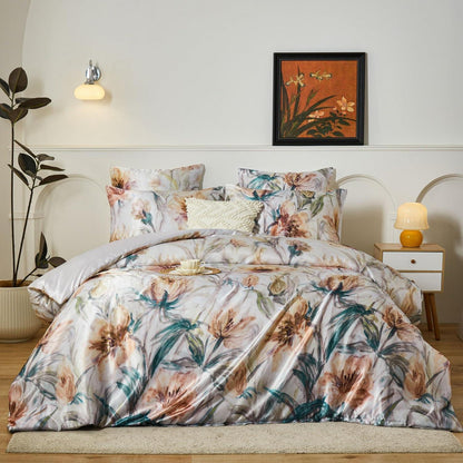 Satin Bettwäsche Set 135x200 Blumen Floral Deluxe
