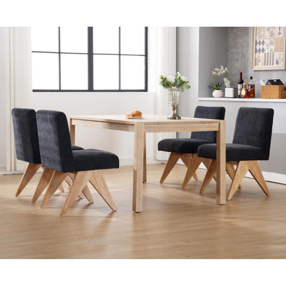 Vintage Küchenstühle Set (4x) Dunkelgrau – Chenille Polsterstuhl