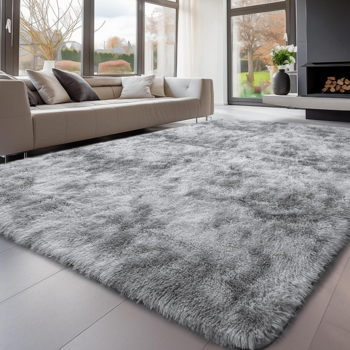 Flauschiger Hochflor Teppich Braun 300x425cm – Waschbar & Rutschfest