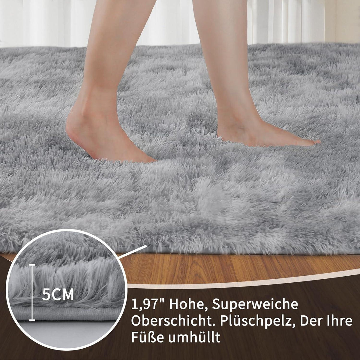 Flauschiger Hochflor Teppich Braun 300x425cm – Waschbar & Rutschfest