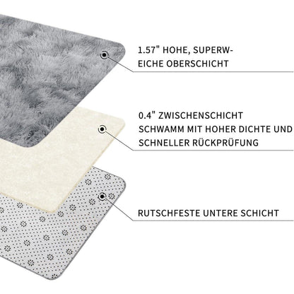 Flauschiger Hochflor Teppich Braun 300x425cm – Waschbar & Rutschfest