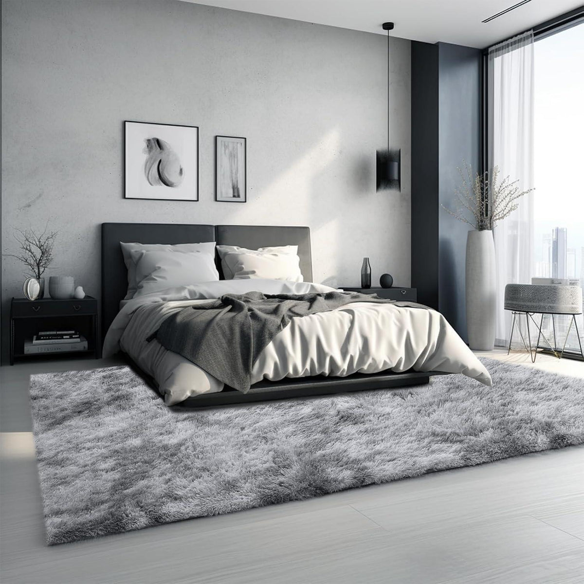 Flauschiger Hochflor Teppich Braun 300x425cm – Waschbar & Rutschfest