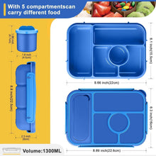 Brotdose Kinder mit Fächern & Soßenbehälter – 1300ml Lunchbox
