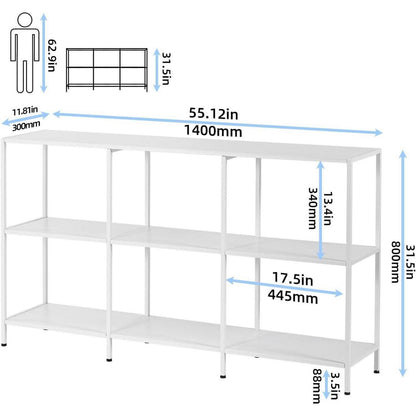 Moderner Konsolentisch Metall 140x30x80cm – Weiß, 3 Ablagen