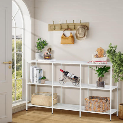 Moderner Konsolentisch Metall 140x30x80cm – Weiß, 3 Ablagen