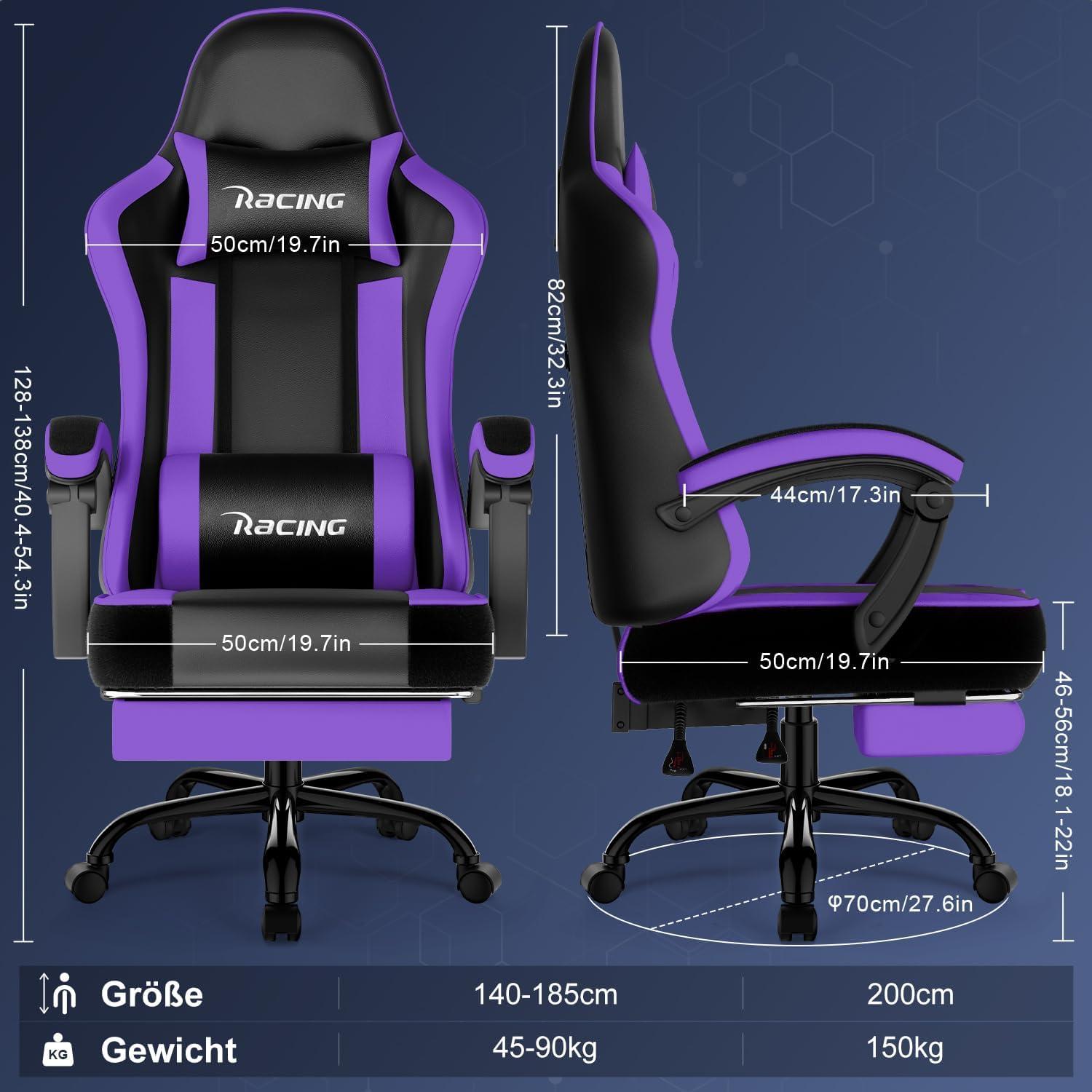 Ergonomischer Gaming Stuhl mit verstellbaren Kissen und