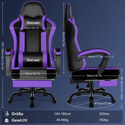 Ergonomischer Gaming Stuhl mit verstellbaren Kissen und