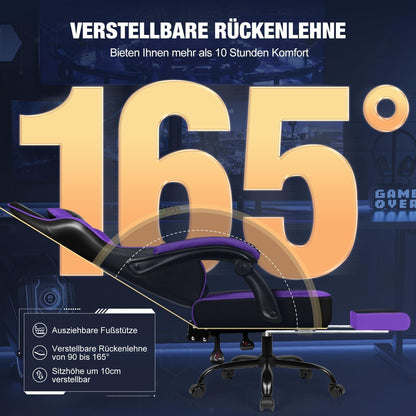 Gaming Stuhl Ergonomisch, verstellbare Lendenkissen Kopfkissen