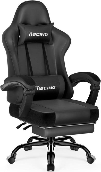Gaming Stuhl mit verstellbaren Kissen und Fußstütze