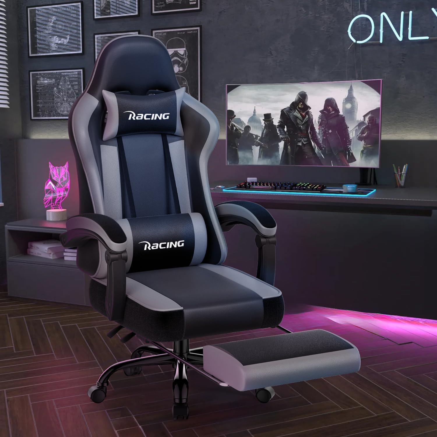 Homimaster Gaming Stuhl mit verstellbaren Kissen und