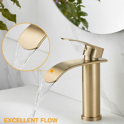 Wasserfall Waschtischarmatur Gebürstetes Gold Modern