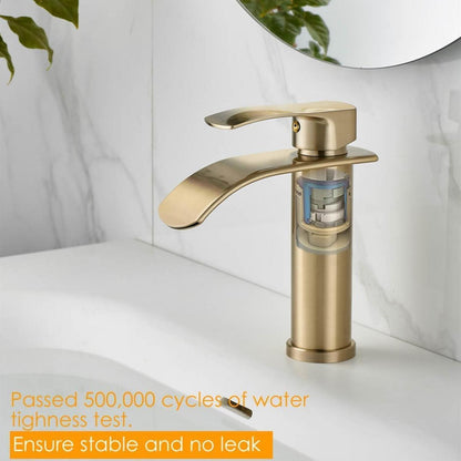Wasserfall Waschtischarmatur Gebürstetes Gold Modern