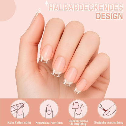 240pcs Oval Kurz Falsche Nägel Set – Acryl Nagelspitzen für DIY Maniküre