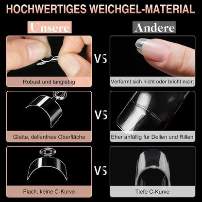 240pcs Oval Kurz Falsche Nägel Set – Acryl Nagelspitzen für DIY Maniküre
