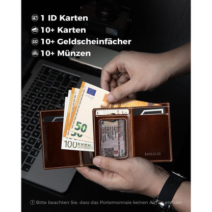 Geldbörse Herren mit AirTag Fach & XL Münzfach – RFID Schutz