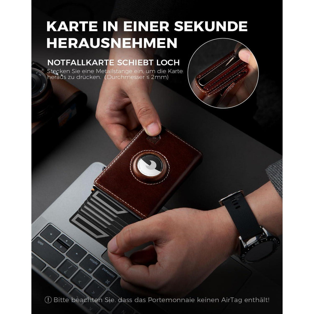 Geldbörse Herren mit AirTag Fach & XL Münzfach – RFID Schutz