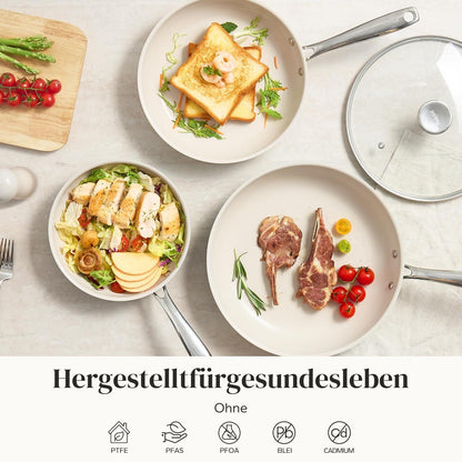 6-teiliges Keramik Pfannenset Induktion – Antihaft & Backofenfest