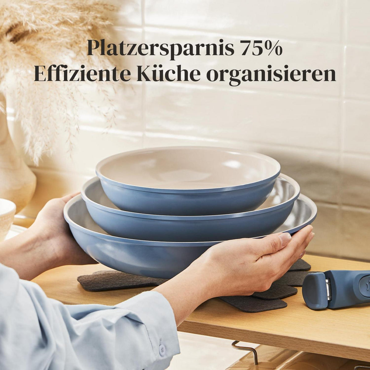 Pfannenset 6-teilig mit Abnehmbarem Griff & Keramikbeschichtung