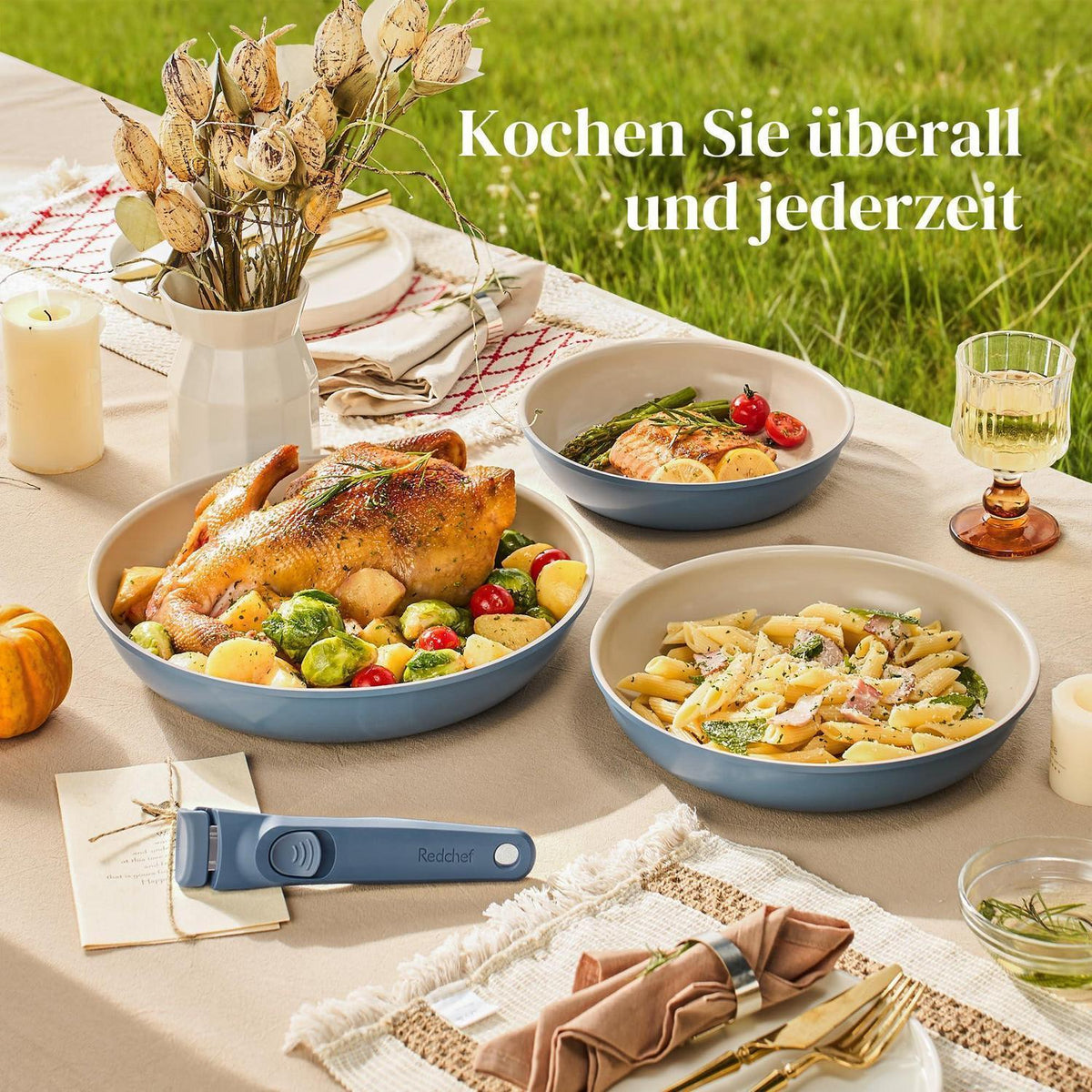 Pfannenset 6-teilig mit Abnehmbarem Griff & Keramikbeschichtung