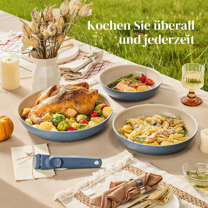 Pfannenset 6-teilig mit Abnehmbarem Griff & Keramikbeschichtung