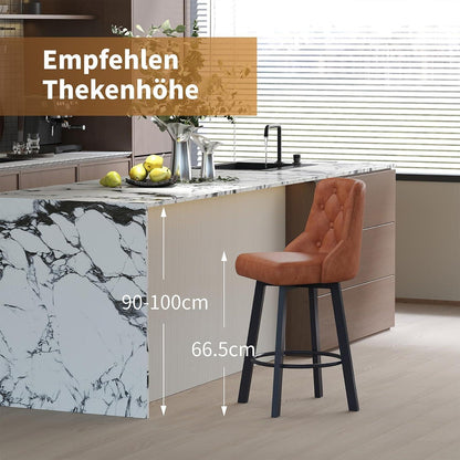 Moderner Barhocker 2er Set in Lederoptik & Fußstütze