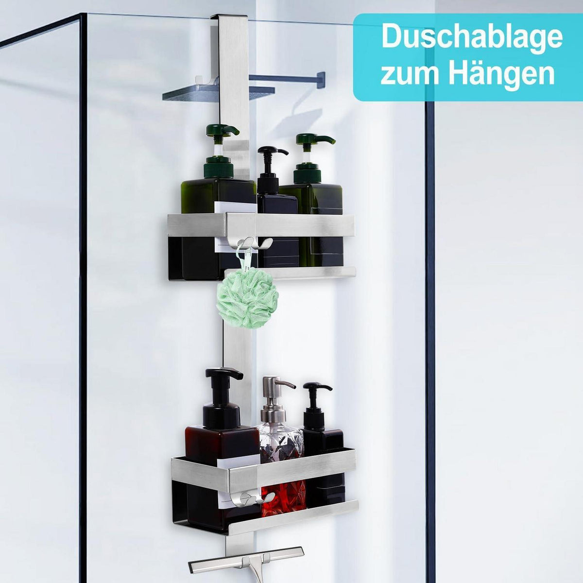 Hänge-Duschablage Edelstahl Silber – Einfache Montage & Haken