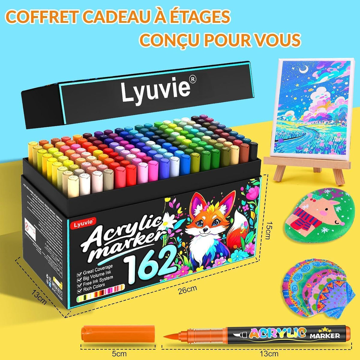 Acrylstifte Set 162 Farben – Wasserfest für Stein, Holz & mehr