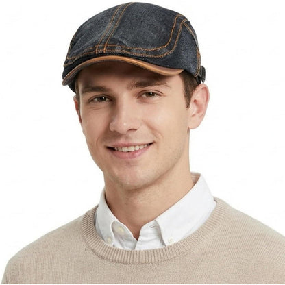 Denim Flatcap Herren & Damen | Vintage Newsboy Cap Jeans M-L