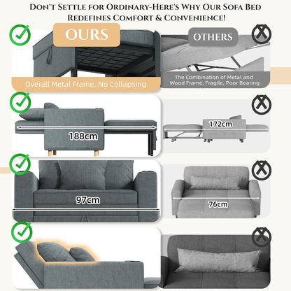 Extrabreites Schlafsofa 97cm – 3-in-1 Schlafsessel mit Bettkasten